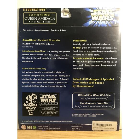 Star Wars Episode 1 Glow The Dark Queen Amidala Action Wall Scenes peel-n-stick - Picture 5 of 5